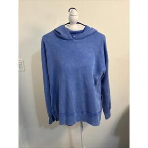 TE Verdie Blue Waffle Knit Hoodie Sz Small NWOT  New Side Slits Oversized